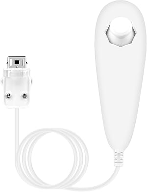 OSTENT Mando Nunchuck con Cable Basado en el Movimiento para Nintendo Wii Console Videojuegos Color Blanco