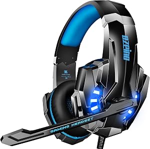 Ozeino Cascos Gaming, Auriculares Gaming para Ps4 Ps5 PC Xboxone Switch, 3D Est&eacute;reo Sonido, Cascos con Microfono Cancelaci&oacute;n de Ruido, Cascos con 3.5mm Jack