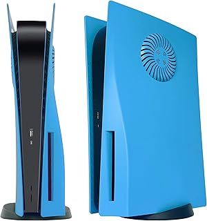 Placas frontales con rejillas ventilaci&oacute;n y filtro polvo para la edici&oacute;n disco DOBEWINGDELOU Placas frontals Cubierta consola repuesto lateral accesorios a prueba de polvo ABS Azul