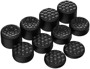 PlayVital Agarres para el Pulgar para ps5 para ps4 Xbox Series X/S Xbox One Xbox One X/S Switch Pro Control Caps Tapas de Joysticks con 3 Alturas de Convexo y C&oacute;ncavo(Grano de Diamante&Grieta-Negro)