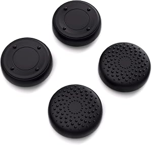 PlayVital Agarres para el pulgar para Steam Deck LCD Silicona Tapas de Joystick para PS Portal Caps Thumb Grip Cubierta para Joystick Thumbsticks para Steam Deck Oled(Puntos Convexos&Tachonados-Negro)