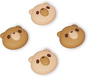 PlayVital Agarres para Pulgar para Nintendo Switch Joycon, Tapas de Joystick de Silicona, Thumb Grips para Switch/OLED/Lite, Protectores de Thumbstick (Oso Acogedor)