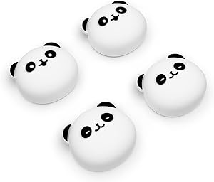 PlayVital Agarres para Pulgar para Nintendo Switch Joycon, Tapas de Joystick de Silicona, Thumb Grips para Switch/OLED/Lite, Protectores de Thumbstick (Panda-Rosa Milenario)