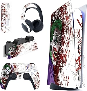 PlayVital Calcomanía Vinilo para ps5 Edición Disc - Pegatina Completa para Consola, Control, Estación de Recarga, Control Remoto y Audífonos, Skins Cubierta Protectora Adhesiva(Clown Hahaha) PlayVital Calcomanía Vinilo para ps5 Edición Disc - Pegatina Completa para Consola, Control, Estación de Recarga, Control Remoto y Audífonos, Skins Cubierta Protectora Adhesiva(Clown Hahaha)