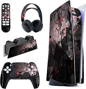 PlayVital Calcomanía Vinilo para ps5 Edición Disc - Pegatina Completa para Consola, Control, Estación de Recarga, Control Remoto y Audífonos, Skins Cubierta Protectora Adhesiva(Espacio Fragmentado)