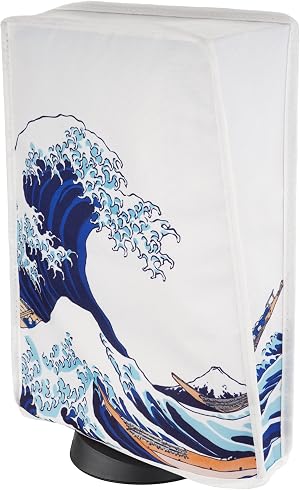 PlayVital Cubierta a Prueba de Polvo para ps5 Consola Funda contra Polvo Guardapolvo de Nyl&oacute;n Protector Anti-agua Forro Suave F&aacute;cil de Acceso Cubierta Antipolvo para ps5 Consola(La Gran Ola)