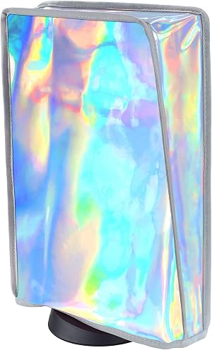 PlayVital Funda Antipolvo Vertical para ps5 - Cubierta Protectora Antirrayas y Anti-Agua, Doble Capa con Forro Suave, Compatible con ps5 Digital & Est&aacute;ndar, Accesorio para Consola (Aurora Plateada)