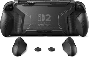 playvital Funda Protectora con Agarre Intercambiable para Nintendo Switch 2 (2025), Carcasa TPU Dockable con Tapas para Joysticks, Accesorios Antigolpes - Serie Beyond-Grip (Negro)