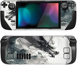 PlayVital Kit de Calcomanía Completa Protectora para Steam Deck LCD - Vinilos Skin Sticker Adhesivo, Pegatinas Personalizadas de Protección para Steam Deck OLED (Dragón Ink Spirit)