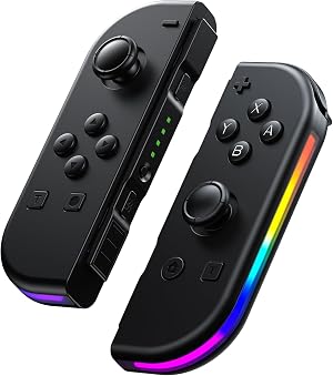 Pogriko Mandos para Switch, Mando Switch Inalambricos Compatibile con LED RGB/Vibraci&oacute;n Doble/Gyro Axis/Captura de Pantalla