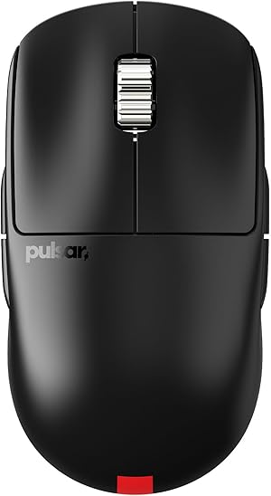 Pulsar Gaming Gears - Rat&oacute;n inal&aacute;mbrico X2A eS para Juegos, ambidiestro, Interruptor &oacute;ptico, Pantalla OLED, sin Controlador, Sensor PAW3395, bater&iacute;a de 100H, dongle 4K Incluido (Mediano, Negro)