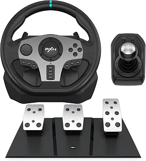 PXN V9 Volante de Carreras de 270/900&deg; con Pedales y Palanca de Cambios y Feedback Vibraci&oacute;n, con Tool App, Volante para PC, Xbox, PS4, y PS3