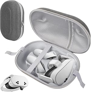 Qoosea R&iacute;gido Funda de Transporte para Meta Quest 3S, Estuche de Protector de EVA, Alta Capacidad de Viaje Bolsa de Transporte para Meta Quest 3S, Adecuado para Viajes y Almacenamiento en casa, Gris