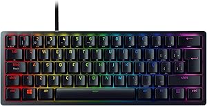 Razer Huntsman Mini (Purple Switch) - Teclado Gaming, compacto para juegos del 60% con interruptores opto-mecánicos (tapas de teclas PBT, cable USB-C desmontable) Teclado Español - Negro