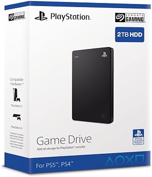 Seagate Game Drive, 2TB, Portable External Hard Drive, Compatible with PS4 and PS5 (STGD2000200)
