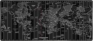 Silent Monsters Alfombrilla de rat&oacute;n Ordenador 900 x 400 mm, Mouse Pad Grande Tela, Mapa del Mundo Negro, Antideslizante y silenciosa, para Gaming, Oficina, Home Office, Lavable, Enrollable, Cosida