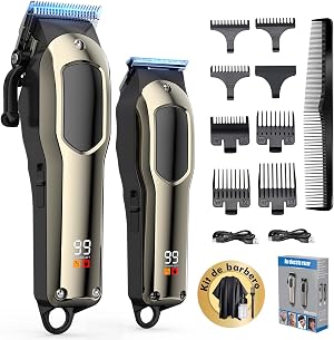 Singphere Maquina de Cortar Pelo Hombre - Cortapelos Hombre Profesional con 7 Peines Gu&iacute;a, Recargable, Pantalla LED - Kit de Maquina Cortar Pelo para Hombre y Familia