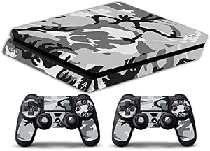 Skin Compatible para PS4 Slim HD - Limited Edition Decal Cover Adhesivo Slim Bundle (Camouflage Snow)