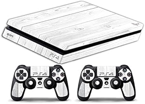 Skin Compatible para PS4 Slim HD - Limited Edition Decal Cover Adhesivo Slim Bundle (Madera Blanco)