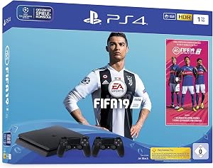 Sony PlayStation 4 Slim 1TB + 2x DUALSHOCK 4 + FIFA 19 Negro 1000 GB Wifi - Videoconsolas (PlayStation 4, Negro, 8192 MB, GDDR5, AMD Jaguar, AMD Radeon)