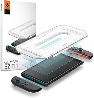 Spigen Glas.tR EZ Fit Protector Pantalla para Nintendo Switch 2, 2 Unidades, Instalaci&oacute;n F&aacute;cil, Dureza 9H, Alta-Definici&oacute;n