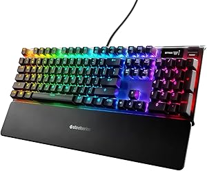 SteelSeries Apex 7 - Teclado mec&aacute;nico para gaming &ndash; Smart Display OLED &ndash; Retroiluminaci&oacute;n LED RGB - Interruptores azul - Teclado americano (QWERTY)