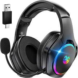 Tatybo Cascos Gaming Inal&aacute;mbricos para PC/Ps5/Ps4, Auriculares Gaming Inal&aacute;mbricos con 2,4 GHz+Bluetooth 5,3 Modo Dual, 7.1 Sonido Envolvente, Duraci&oacute;n 40Hr+