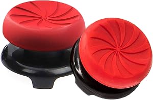 TEUVO Thumbsticks, Silicona Thumbsticks Grips Gorras para PS4 Joystick y para PS5 Joystick a Ayuda con Control y Reducir Pulgarcito Fatiga, Rojo, 2 Pcs