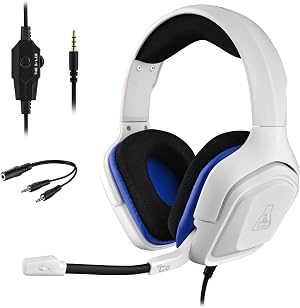 The G-Lab Korp Cobalt Auriculares Gaming - Auriculares est&eacute;reo, Ultra Ligero, Auriculares con Micr&oacute;fono, Jack de 3.5 mm para PC, PS4, PS5, Xbox One, Mac, Tablet PC, Switch, Smartphone (Blanco)