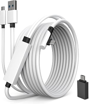 Tiergrade Cable de enlace 2 en 1 compatible con Oculus/Meta Quest 2, con funci&oacute;n de carga USB C separada para auriculares VR, accesorios USB 3.0 a tipo C de 5 metros para PC Steam VR/Gaming