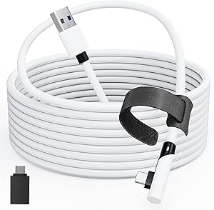 Tiergrade Cable de enlace 5M compatible con Meta Quest 3/Quest 2/Pro, PICO4/Pro, cable de PC con transferencia de datos de 5 Gbps, USB 3.0 a cable de tipo para auriculares VR y PC para juegos