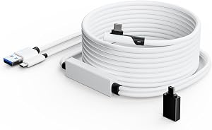 Tiergrade Cable Link 5M compatible con Meta Quest 2/3/Pro, Pico 4/Pro, cable de carga USB-C separado para alimentaci&oacute;n, accesorio USB 3.0 a Type-C para auriculares VR/PC para juegos