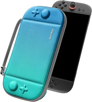 tomtoc Funda para Nintendo Switch 2 (2025), Estuche Delgado Case con 12 Cartuchos de Juego, Bolsa Viaje Transporte Port&aacute;til r&iacute;gido para Consola con Patente Original y protecci&oacute;n de Grado Militar