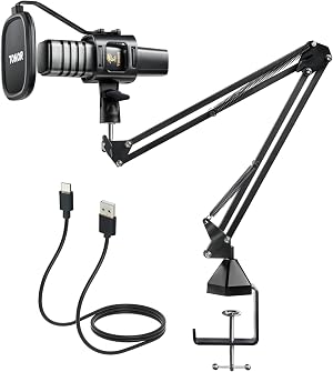 TONOR Micr&oacute;fono PC de Condensador USB Mic para Streaming y Gaming,Grabaci&oacute;n Patr&oacute;n Polar Cardioide para Podcast Youtube Grabar M&uacute;sica ASMR y Videojuego,Set de Micro con Soporte de Brazo,TC30+