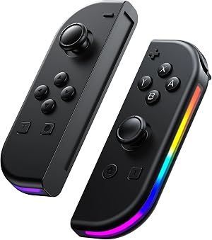 Trosvan Mandos para Switch, Mando Switch Controlador Compatibile con LED RGB/Dual Vibraci&oacute;n Funci&oacute;n/Gyro Axis