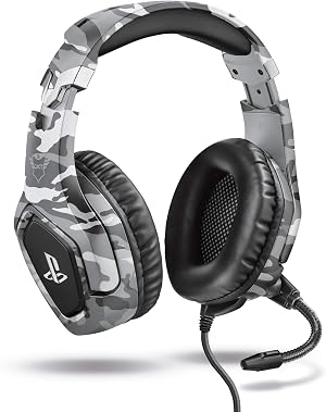 Trust Gaming Cascos PS4 y PS5 Auriculares de Gaming GXT 488 Forze-G, Licencia Oficial para Playstation, Micr&oacute;fono Plegable, Altavoces Activos de 50 mm, Cable Trenzado de Nailon de 1.2 m, Gris
