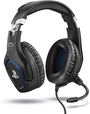 Trust Gaming Cascos PS4 y PS5 Auriculares de Gaming GXT 488 Forze, Licencia Oficial para Playstation, Micr&oacute;fono Plegable, Altavoces Activos de 50 mm, Cable Trenzado de Nailon de 1.2 m, Negro