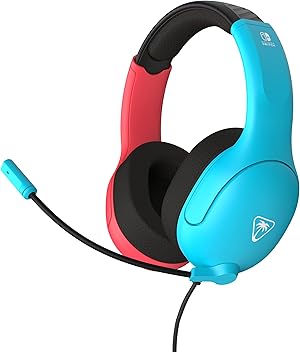 Turtle Beach Airlite Fit Auriculares con Cable para Juegos en Ne&oacute;n Azul y Rojo con Licencia Oficial para Todos los Nintendo Switch: micr&oacute;fono abatible y silenciable, Orejeras de Comodidad Superior