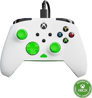 Turtle Beach Rematch Core Blanco/Verde - Mando con cable - Con licencia para Xbox Series XS, Xbox One y PC - Botones de audio, motores de vibraci&oacute;n y disparadores de pulso, cable de 3 m