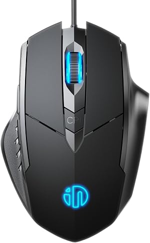 Uineer Rat&oacute;n con Cable, Clic silencioso, 3200 dpi Ajustable y 6 Botones, dise&ntilde;o ergon&oacute;mico, rat&oacute;n &oacute;ptico USB optimizado para PC port&aacute;til para Trabajar y