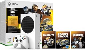 Xbox Series S Consola de Videojuegos, Gilded Hunter Pack con contenido adicional para Fortnite, Rocket League y Fall Guys, Blanco