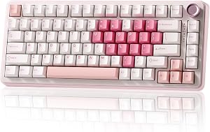 YUNZII B75 Pro Teclado Mec&aacute;nico Inal&aacute;mbrico,75% Teclado para Juegos Hot Swap Hot Swap Custom Teclado con Knob,Pre-lubed Switches RGB,BT/Tipo-C/2.4G Teclado (Blanco, Cocoa Cream V2 Switch)