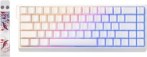 YUNZII x MADLIONS MAD68 HE Activa r&aacute;pidamente el Teclado de Juego mec&aacute;nico magn&eacute;tico de Cable 60% Interruptor de Efecto Hall de accionamiento Ajustable, Tapa de Clave PBT RGB Plug (Blanco)