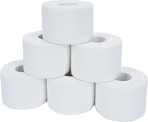 YZZAOO Cinta Aadhesiva Deportiva, 6 Rollos de Cinta Deportiva,3,8cm x 10m Esparadrapo Deportivo Desgarrable, Sporttape Blanco Inel&aacute;stica para Balonmano F&uacute;tbol Voleibol Escalada